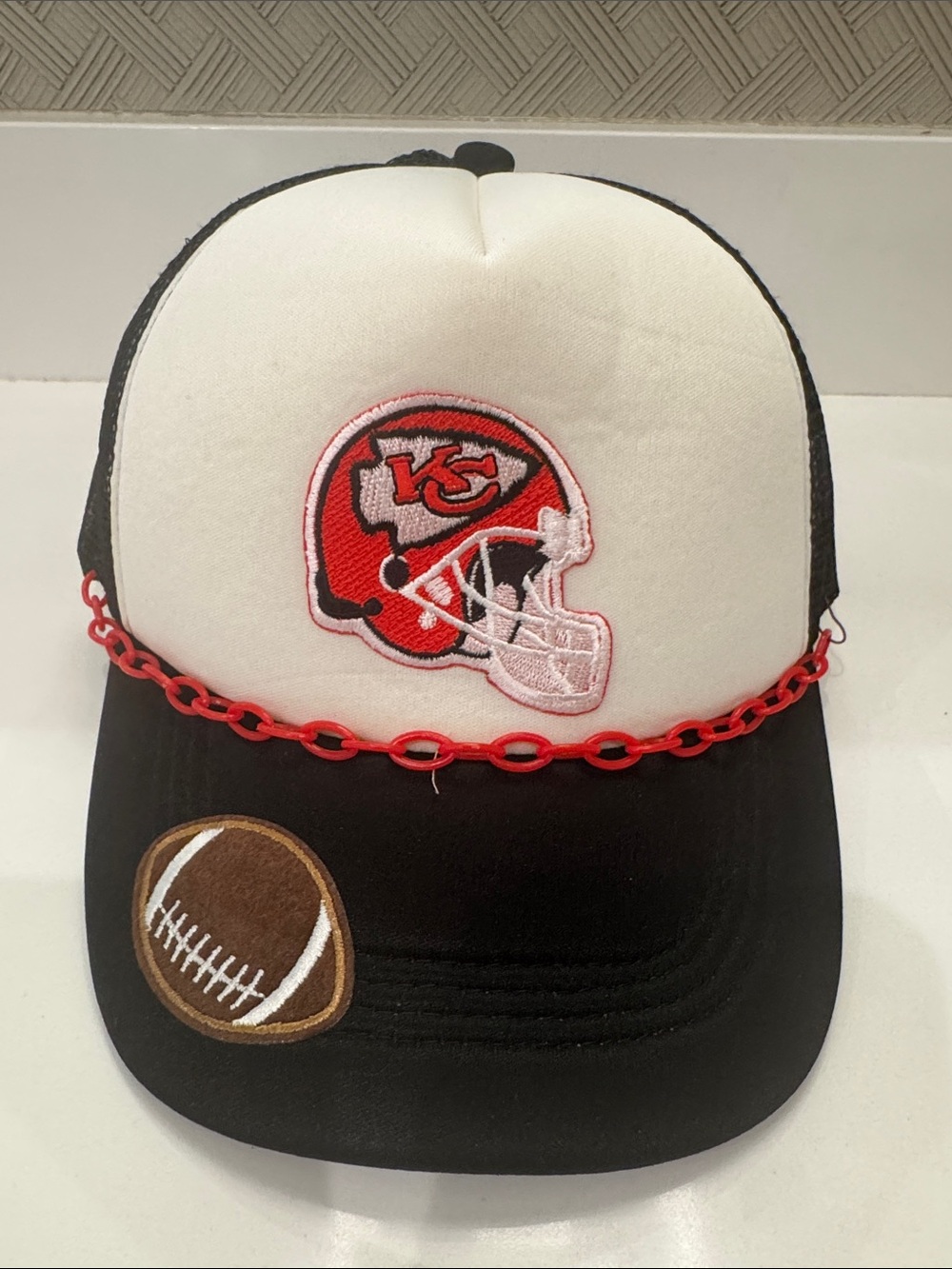 Kansas City Chiefs Trucker Hat with Football Patch NEW
